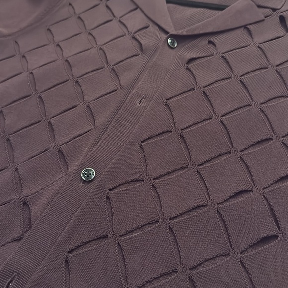 Reiss Ruby, laser, cut out diamond pattern, Cuban collar, shirt, size medium - Picture 5 of 6